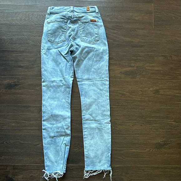 7 For All Mankind Light Blue Distressed Jeans Size 24 - Picture 5 of 6
